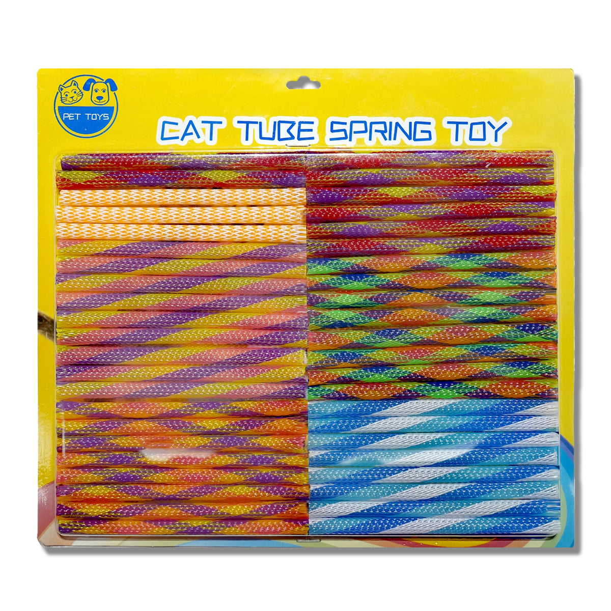 Leoezx Cat Spring Toy pack front shows colorful coils for daily interactive play to burn energy.