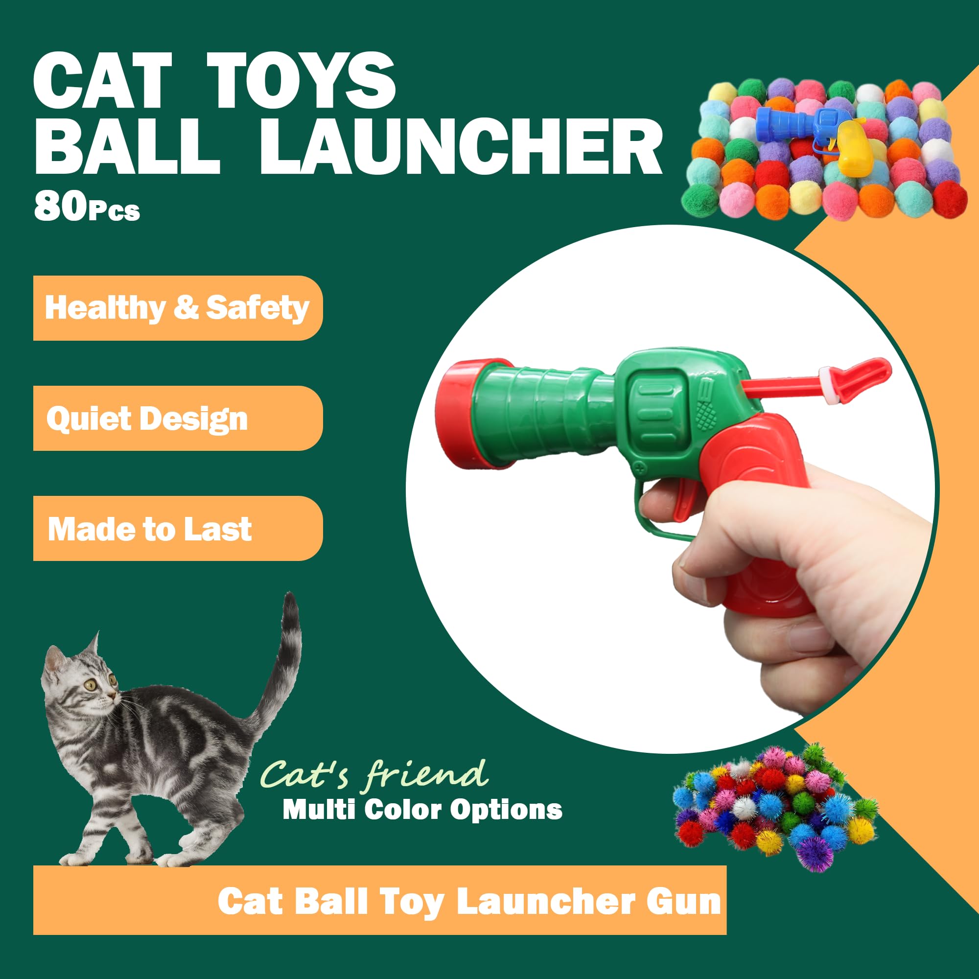 Leoezx cat toys gun launcher loaded with ball ready for chase.