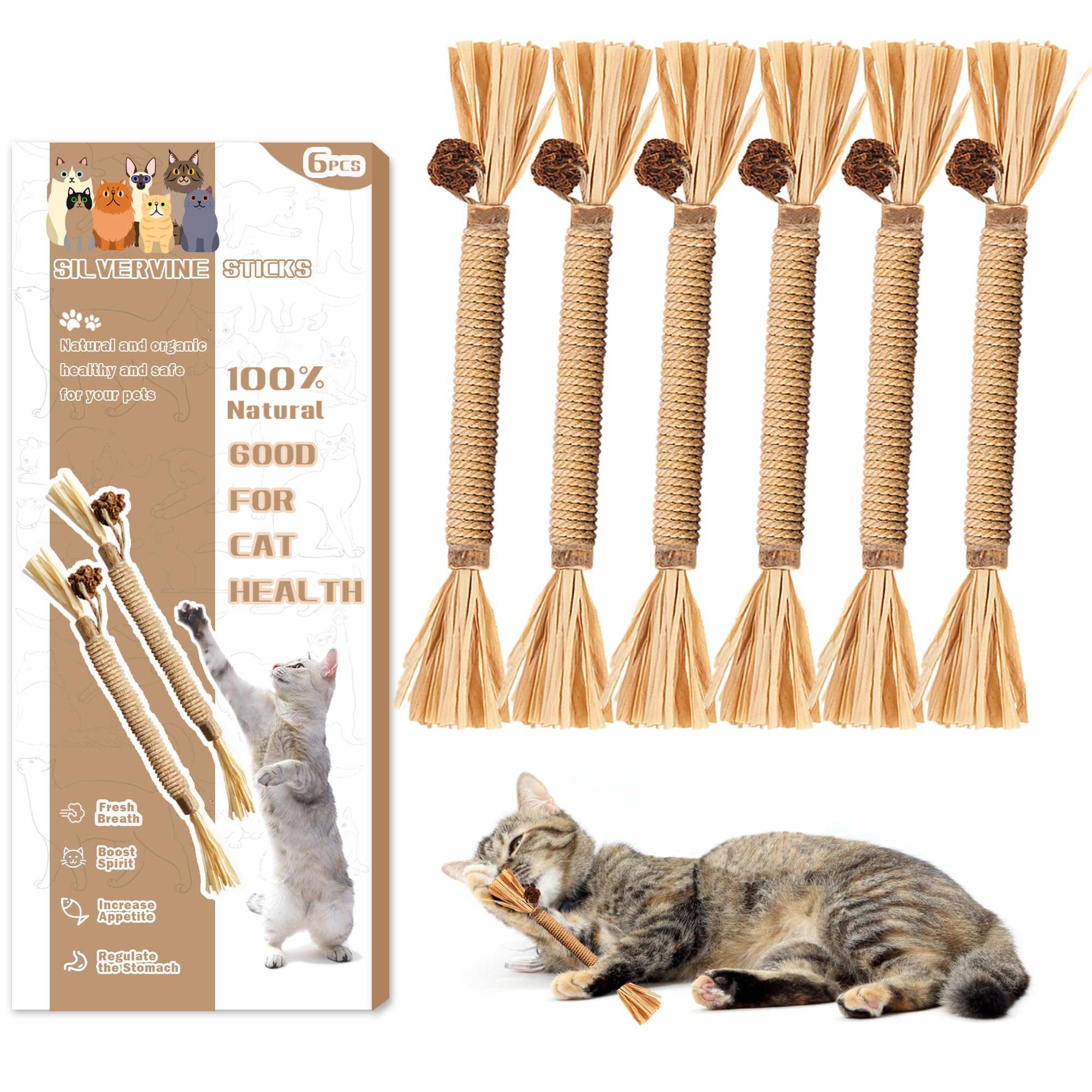 Leoezx Silvervine Sticks packaging—safe, natural cat toy set for indoor play.