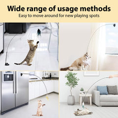 Leo's Paw suction base grips floors and windows for versatile cat play sessions.