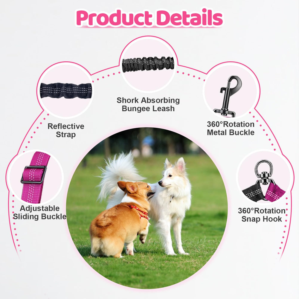 LEOSASA double dog leash features shock-absorbing bungee for smoother pulls