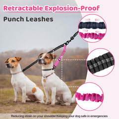 LEOSASA double dog leash car seatbelt attachment keeps dogs secure in car