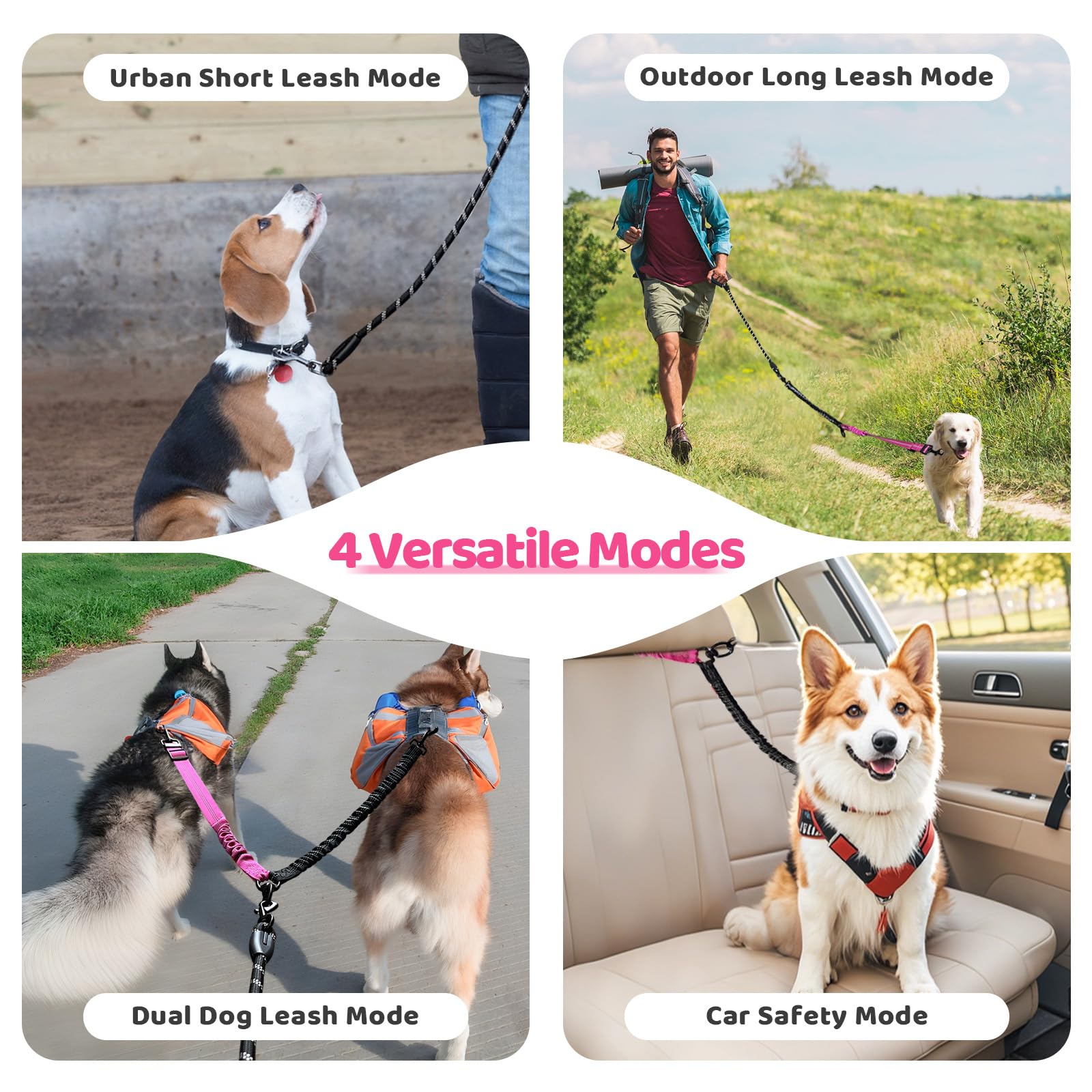 LEOSASA double dog leash folds compactly for travel and storage