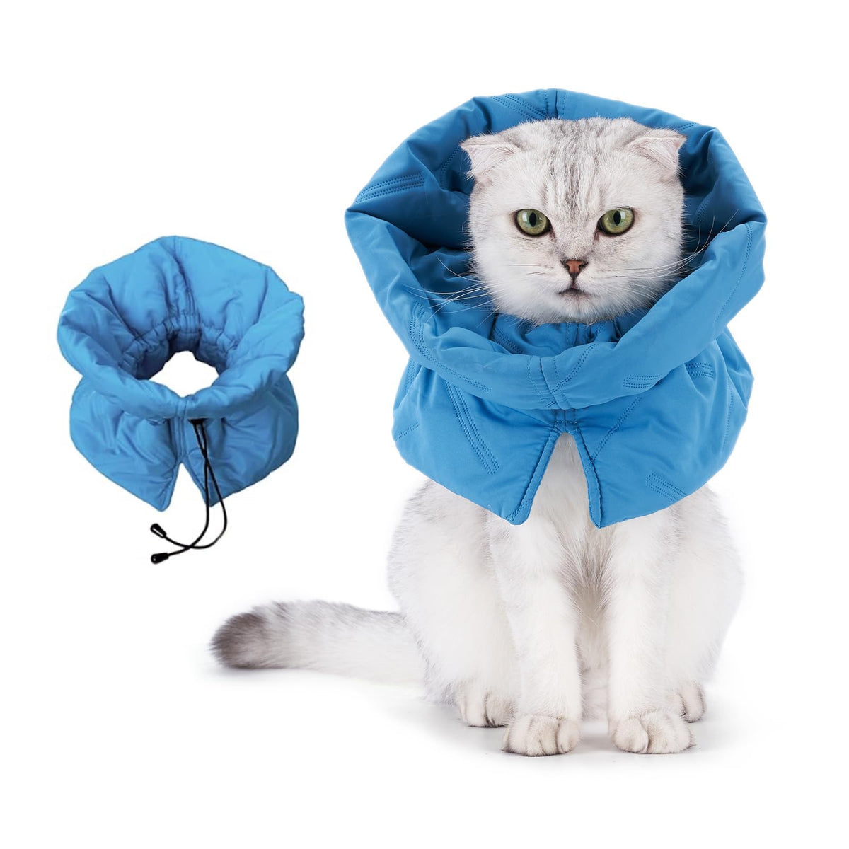 Leotrag cat recovery collar soft-adjustable close-up showing comfortable fit after surgery