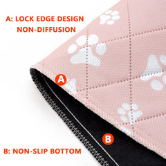 Lepark washable pee pad pink 36x48 in-use with dog as training aid and resting spot