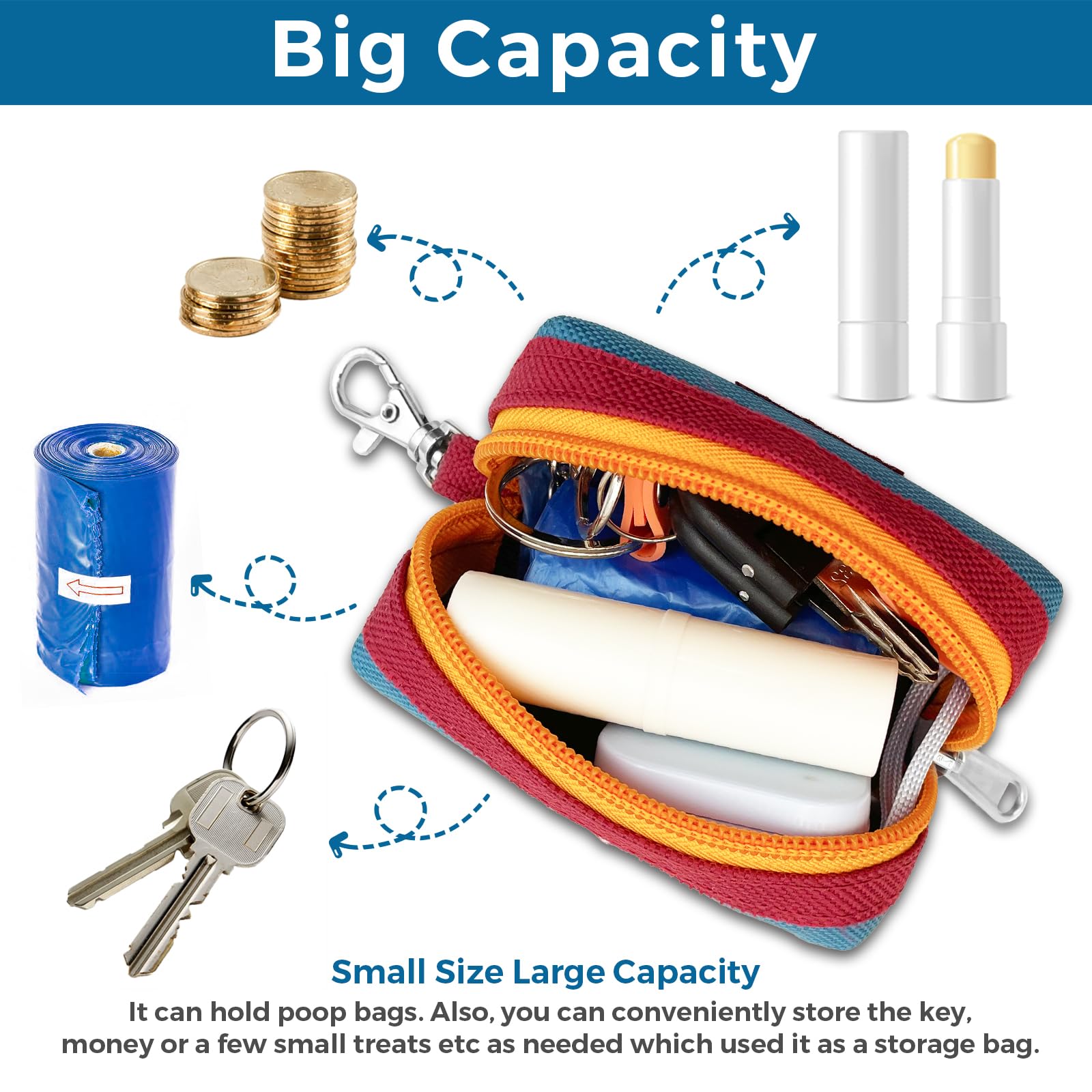 Lepawit big-capacity dispenser stores bags, keys, or treats.