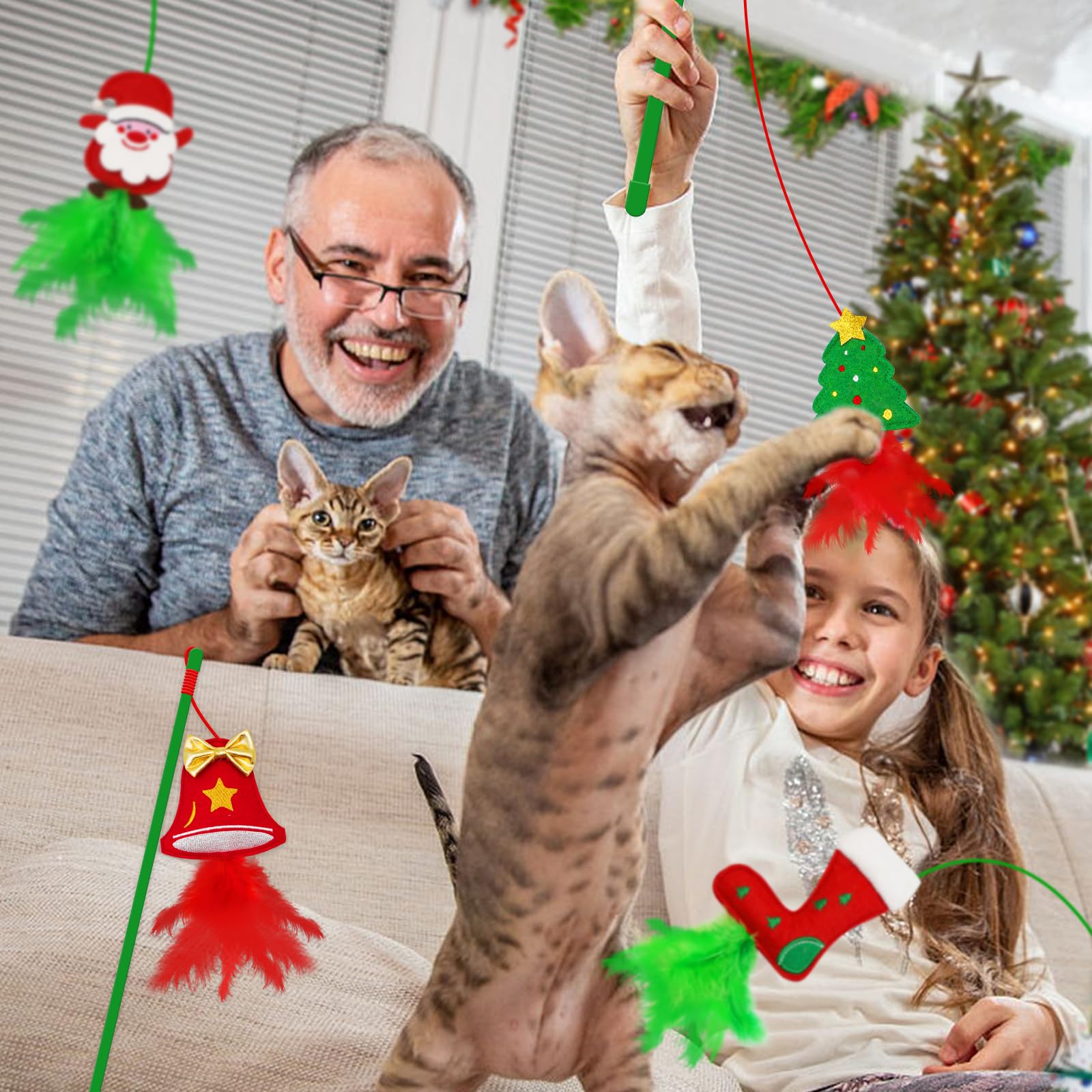 Lepawit Christmas Cat Toys 4-pack with organic catnip-filled toys for extra excitement.