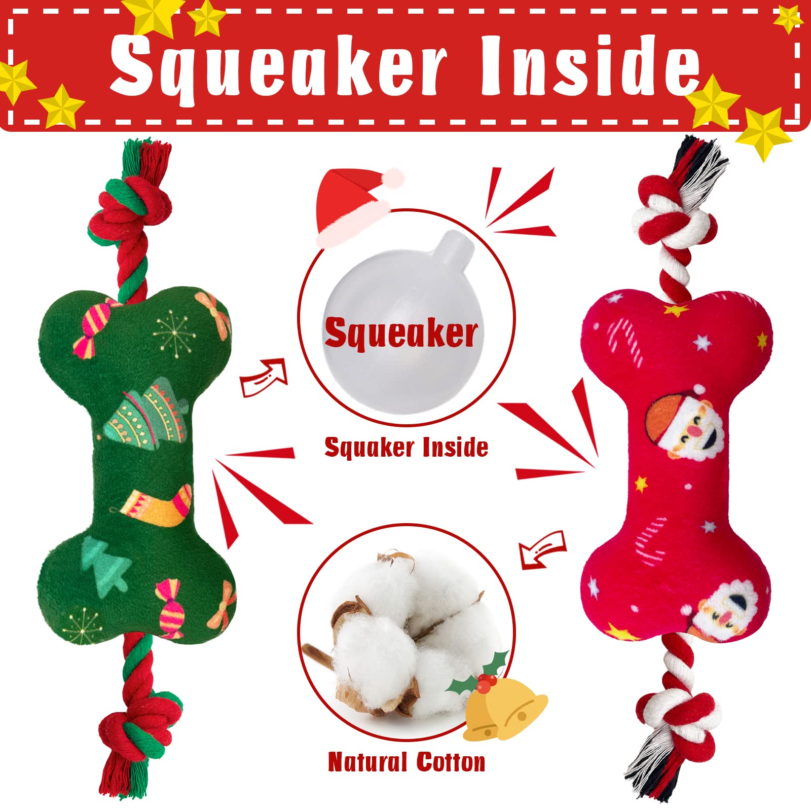 Lepawit Christmas toy close-up—squeaker entertains dogs with satisfying sound on bite