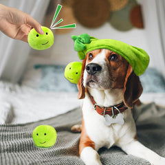Lepawit Hide and Seek dog toy reveals pea pod puzzles for treats.