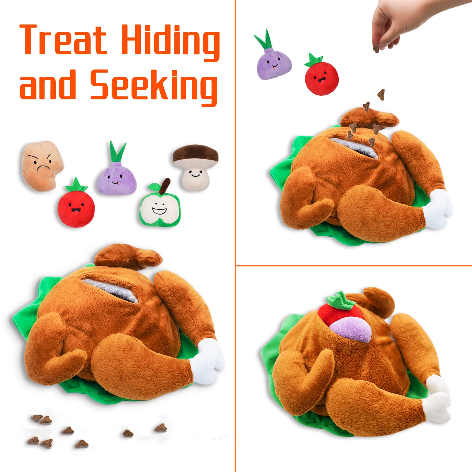 Lepawit Hide and Seek Turkey Toy side view shows its size for small and medium dogs