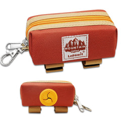 Lepawit dog poop bag holder canvas zippered closeup demonstrates sturdy design for on-the-go cleanup.
