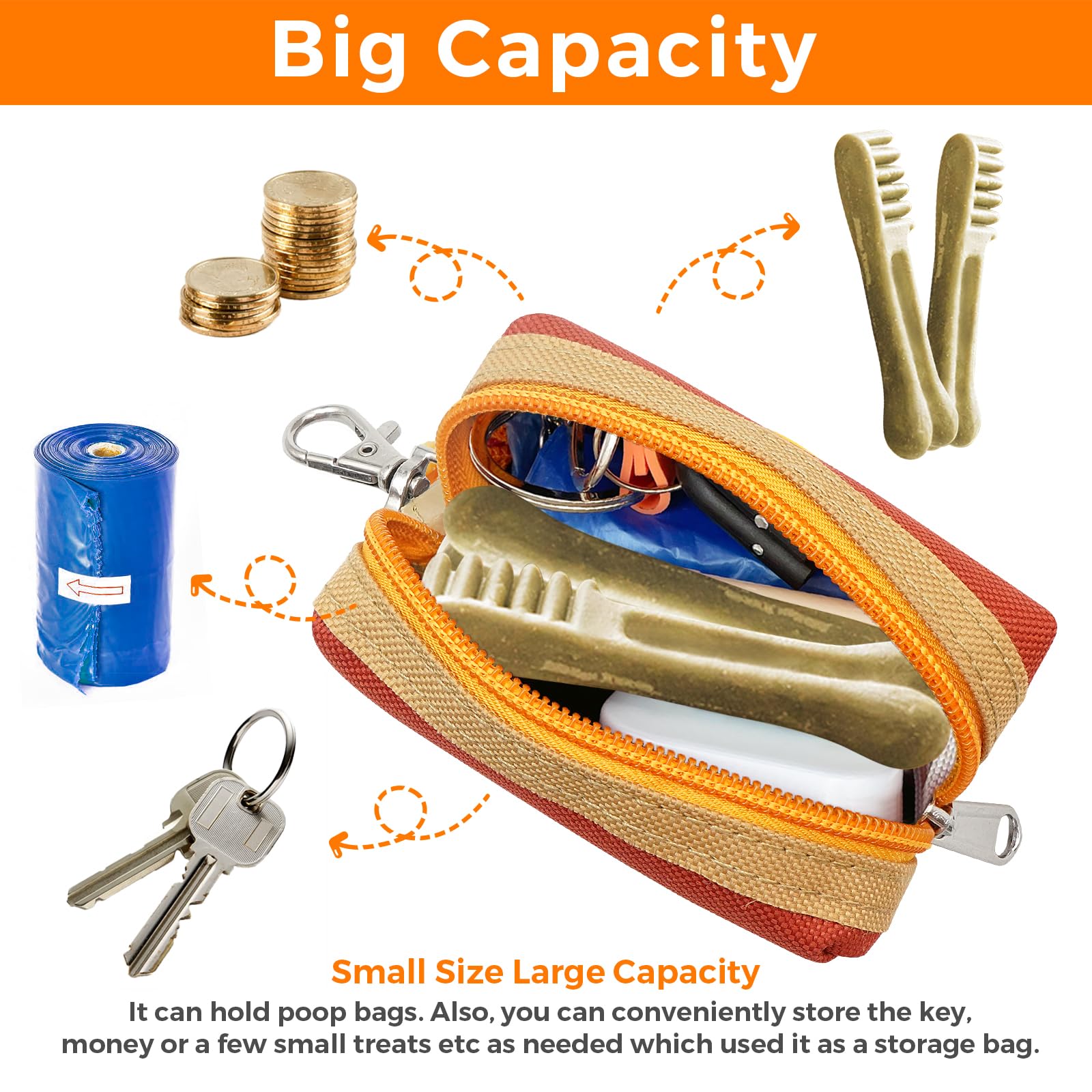 Lepawit poop bag holder color-matching brown and black blends with style during strolls.