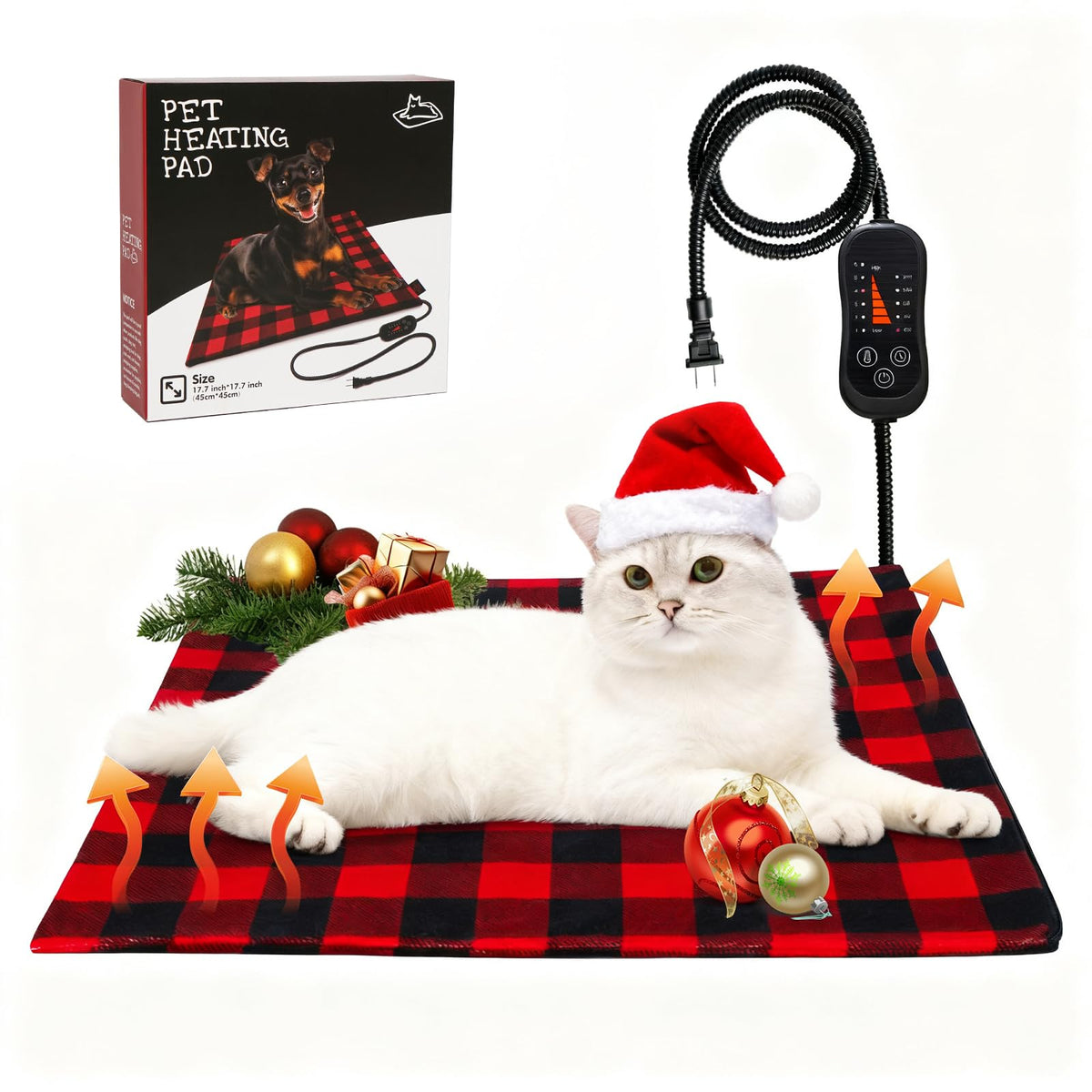 Lepawit pet heating pad with checkered-cover delivers cozy warmth for cats and dogs.