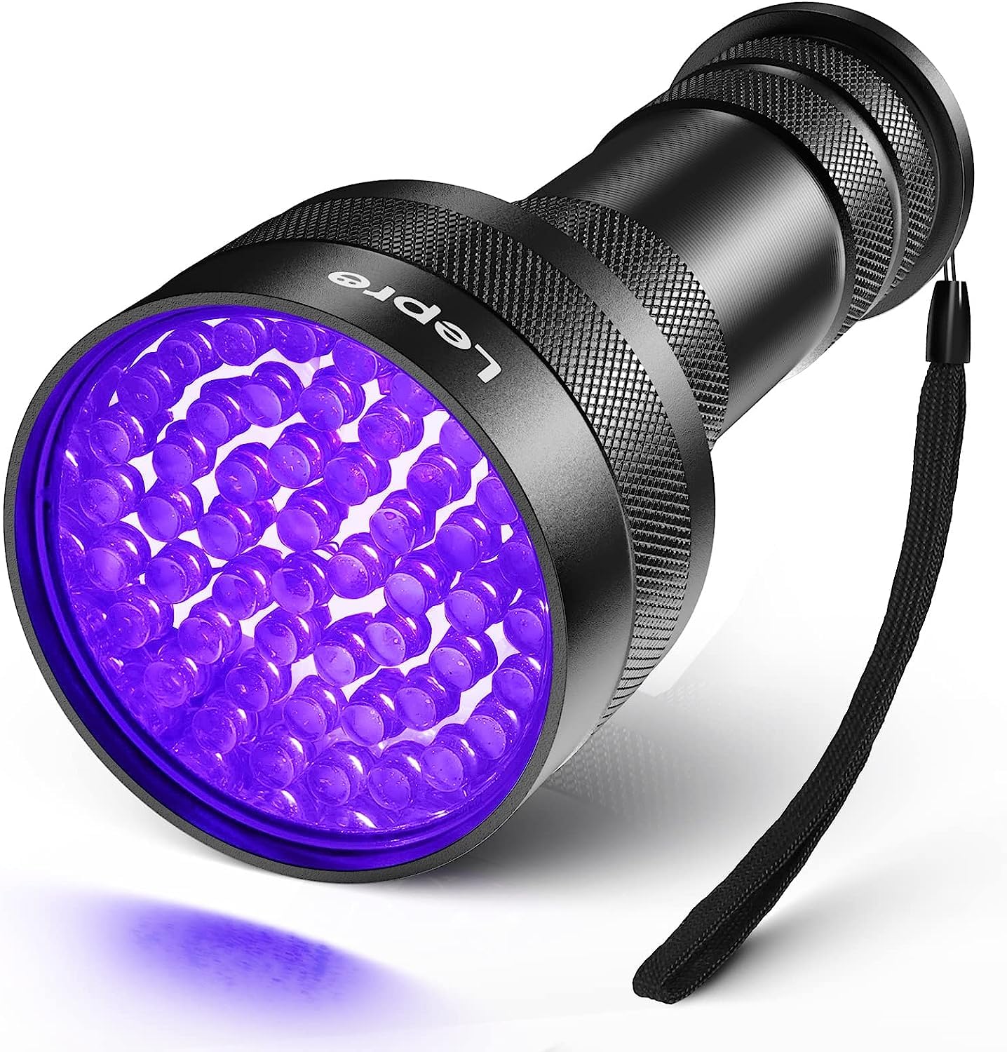 Lepro 51 LEDs UV light handheld front view, compact for on-the-go stain detection