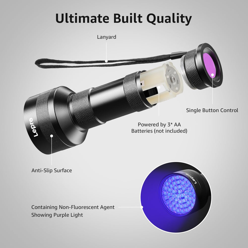 Lepro 51 LEDs UV light handheld IPX4 waterproof for rain or humidity