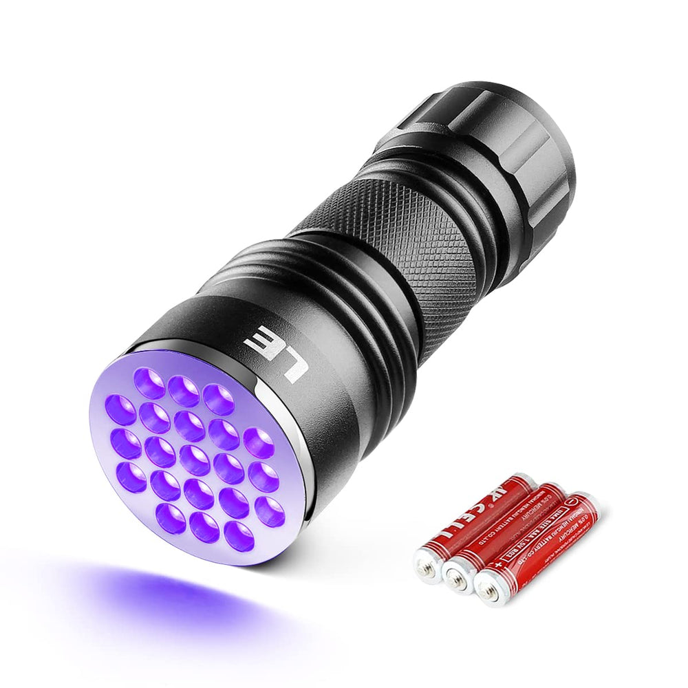 Lepro black-light flashlight front view for quick UV screening