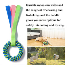 Lervont rope-handle dog toy offers safe tossing and social play.