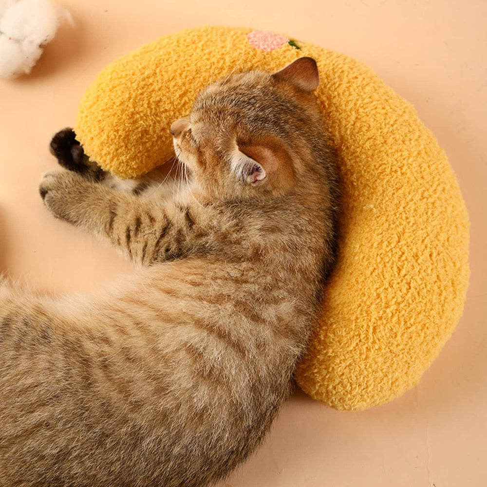 Les Arbres Fair Little Pillow for Cats side sleep position promoting neck support.