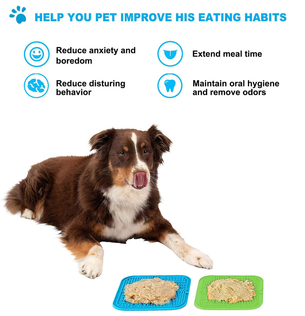 Lesipee licking mat in-use on bathroom surface during grooming