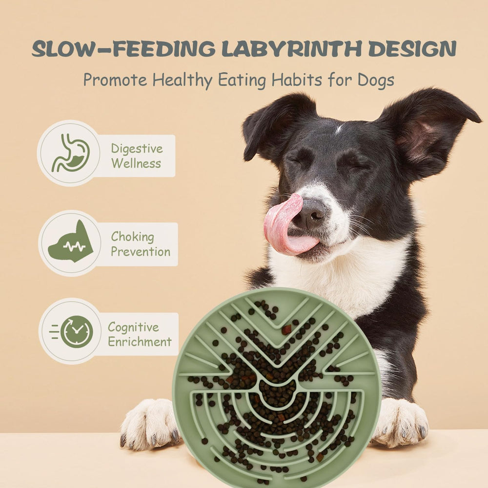 Lesipee slow feeder cat bowl grey-green versatile for puppies and cats during meals