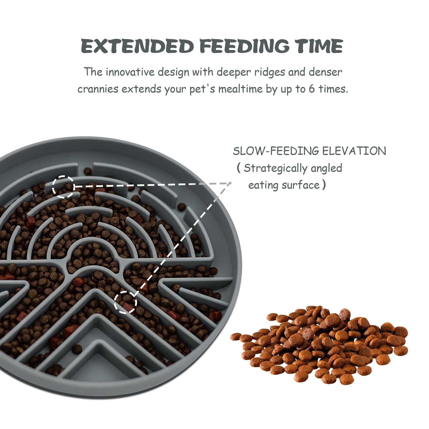 Lesipee slow feeder dog bowl 7.5-inch size fits 1-2 cups of food.
