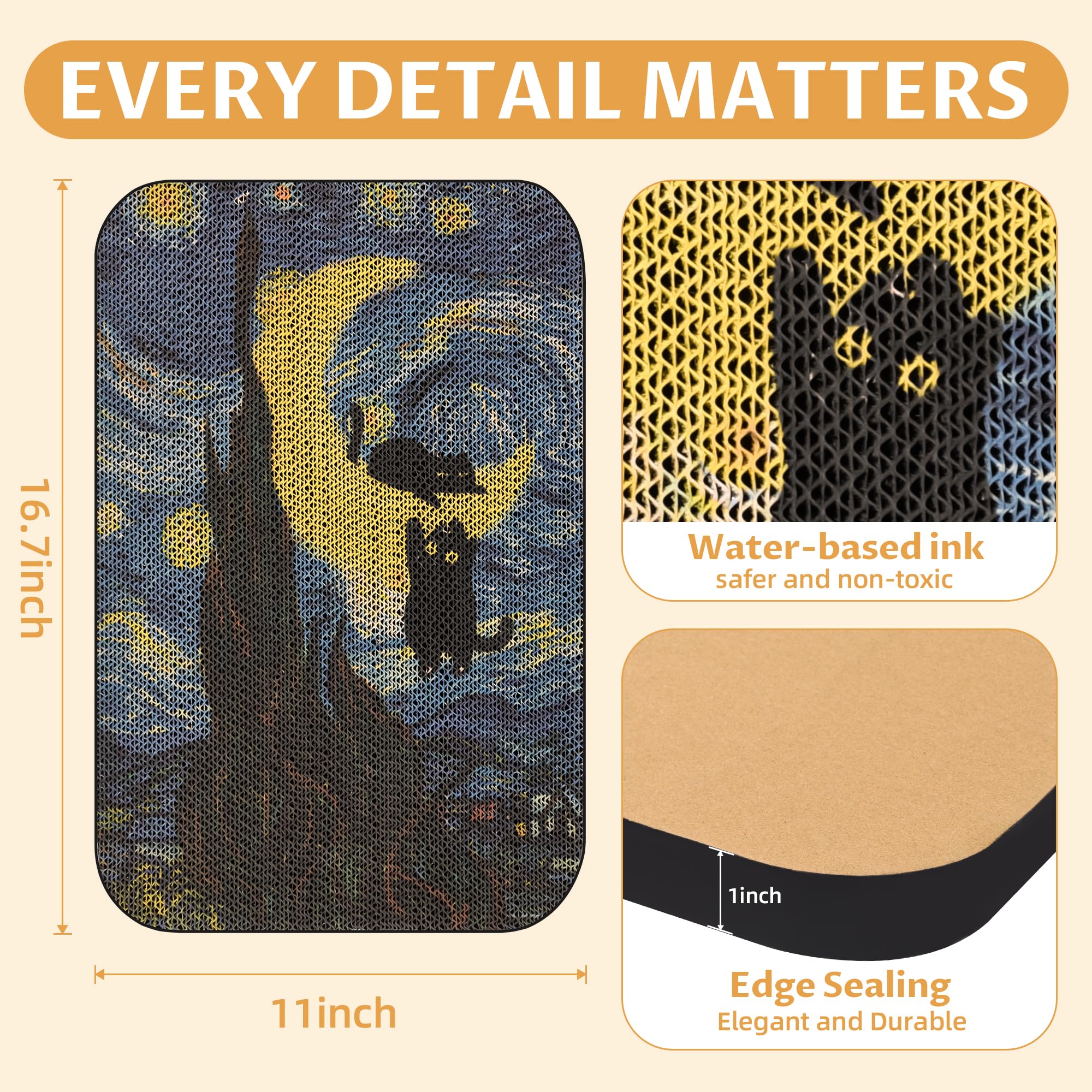 Lesissmer Art Cat Scratcher Starry Night design stimulates scratching activity
