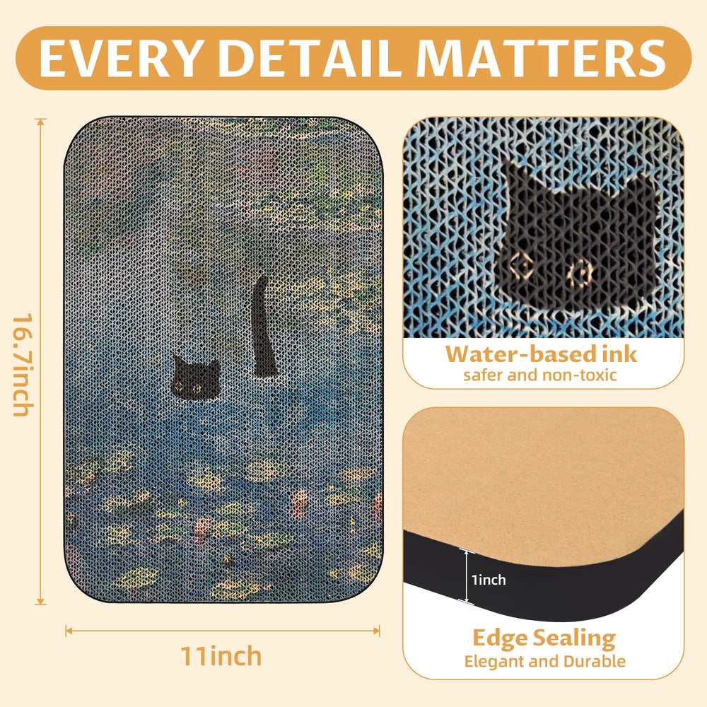 Lesissmer Art Cat Scratcher Water Lily Pond image emphasizes wall-installation for space-saving fun