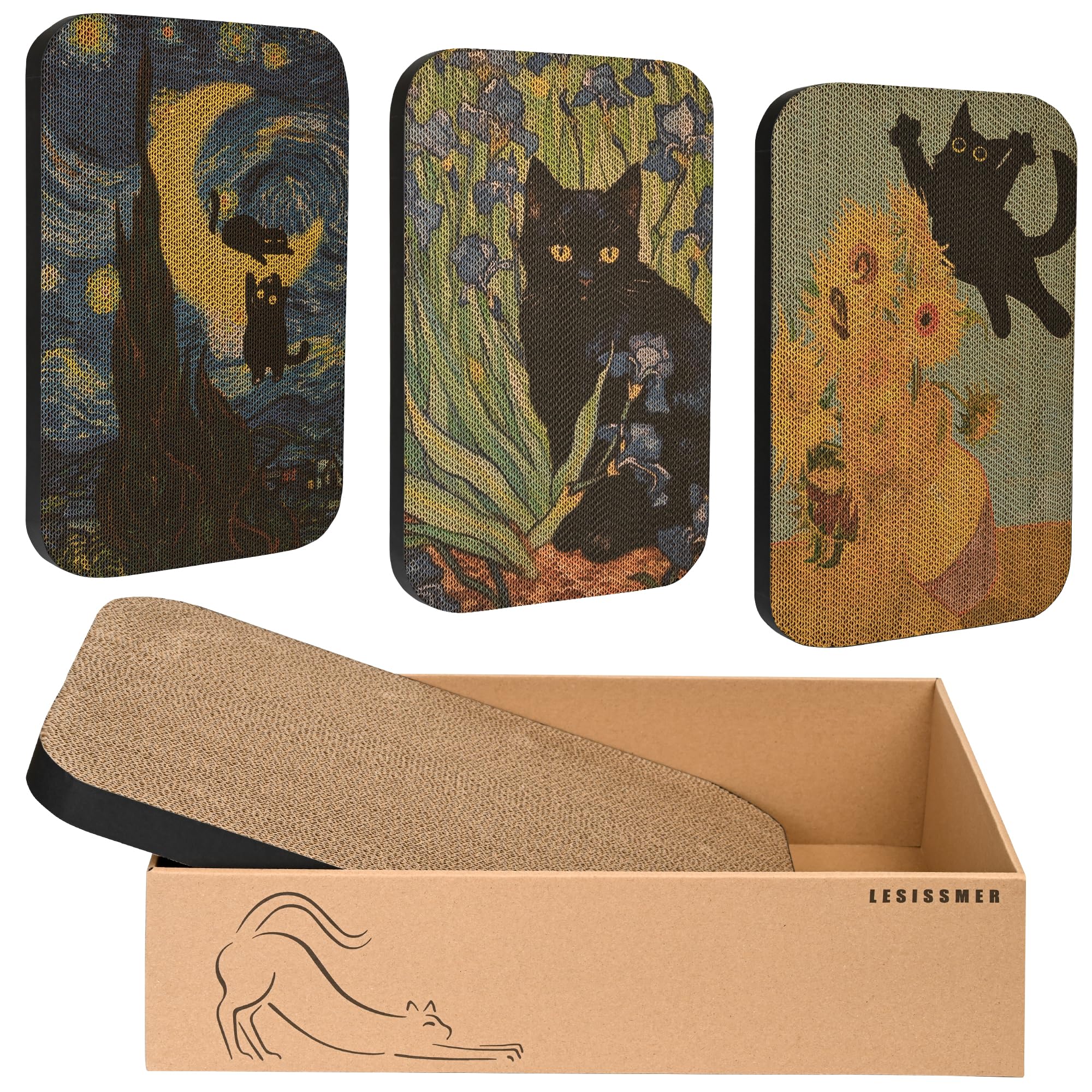 Lesissmer Art Cat Scratcher wall-mounted four-piece set for indoor cats.
