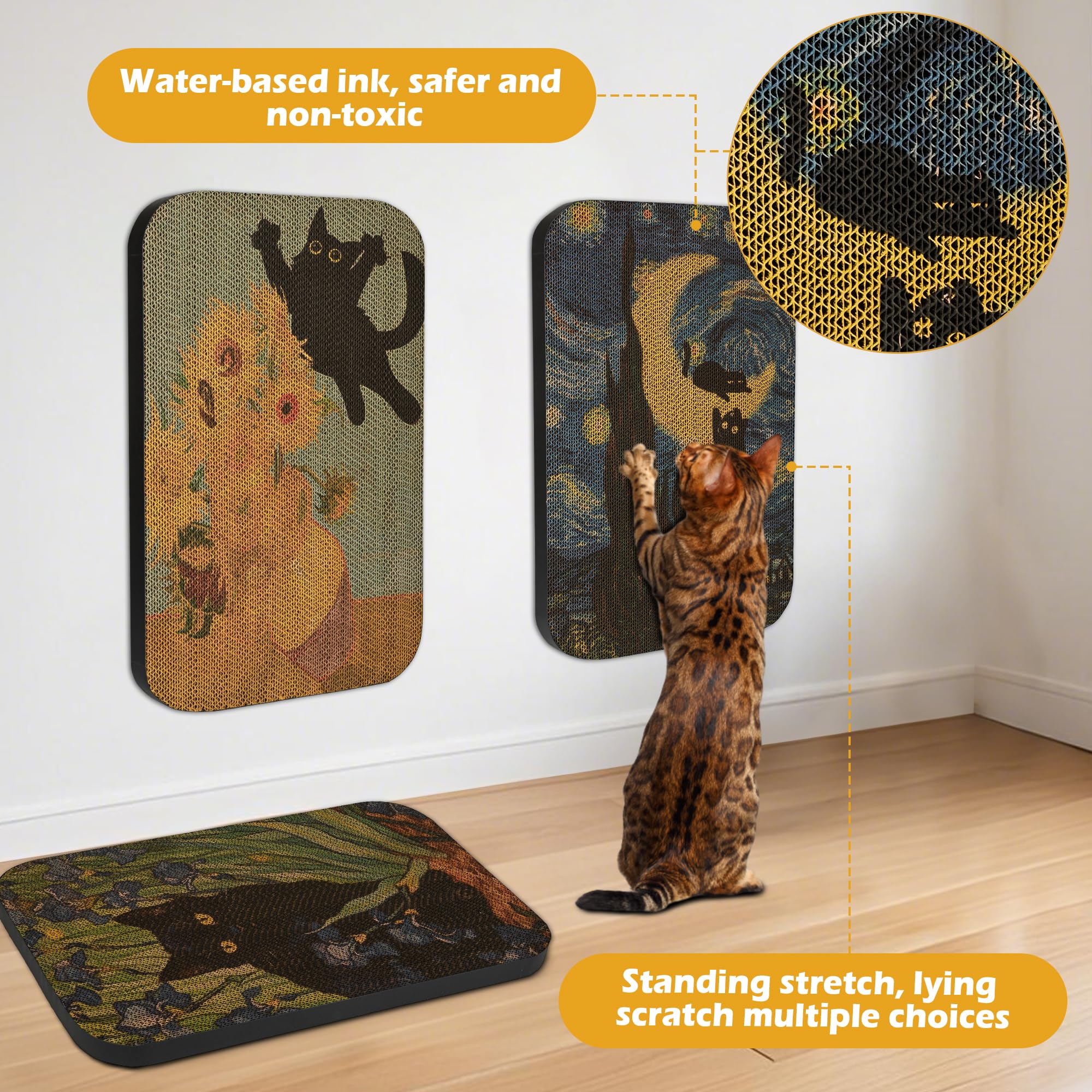 Lesissmer Cat Scratcher Box transforms into a cozy bed for cats.