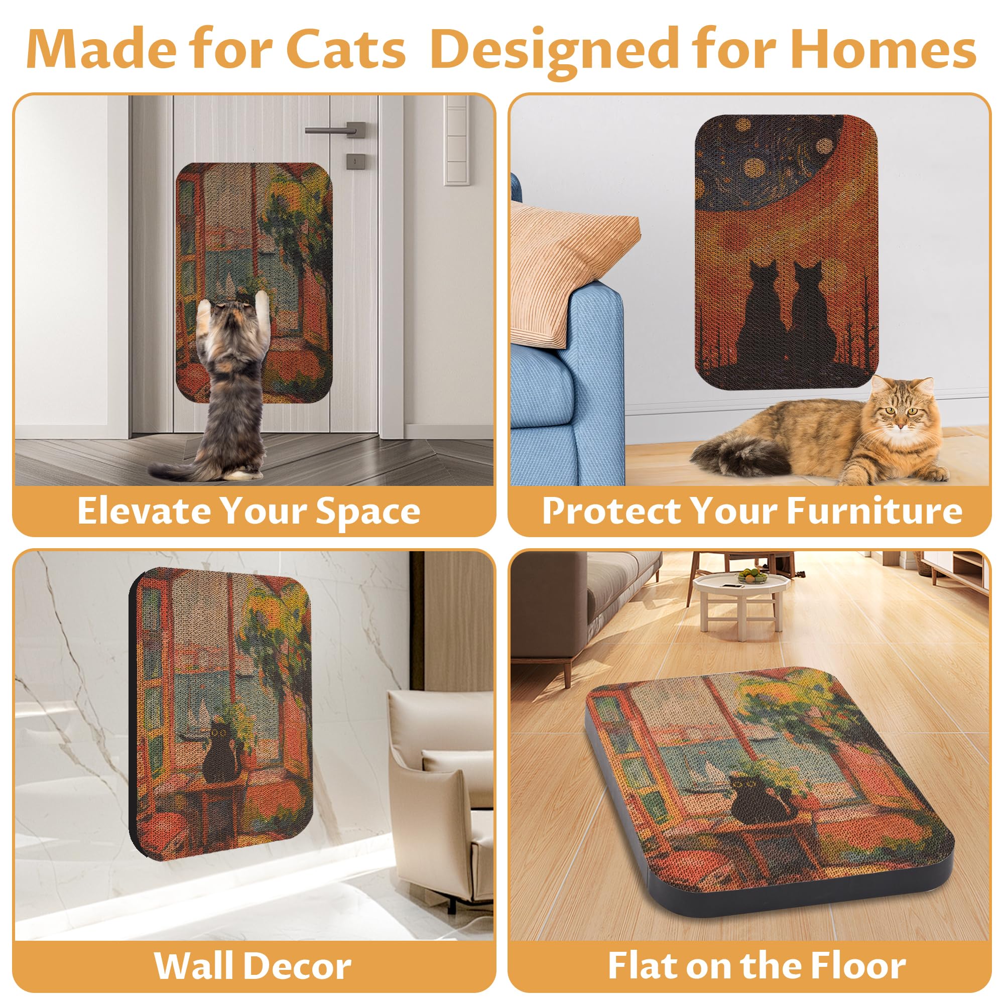 Lesissmer cat scratcher wall placement suitable for floor or wall.