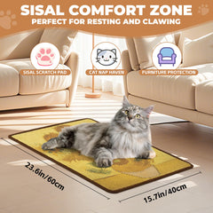 Lesissmer sisal cat scratcher mat closeup of sisal fibers shows durable, natural texture for scratching.