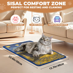 Lesissmer Sisal Cat Scratcher Mat on floor demonstrates space-saving freestanding scratching option.