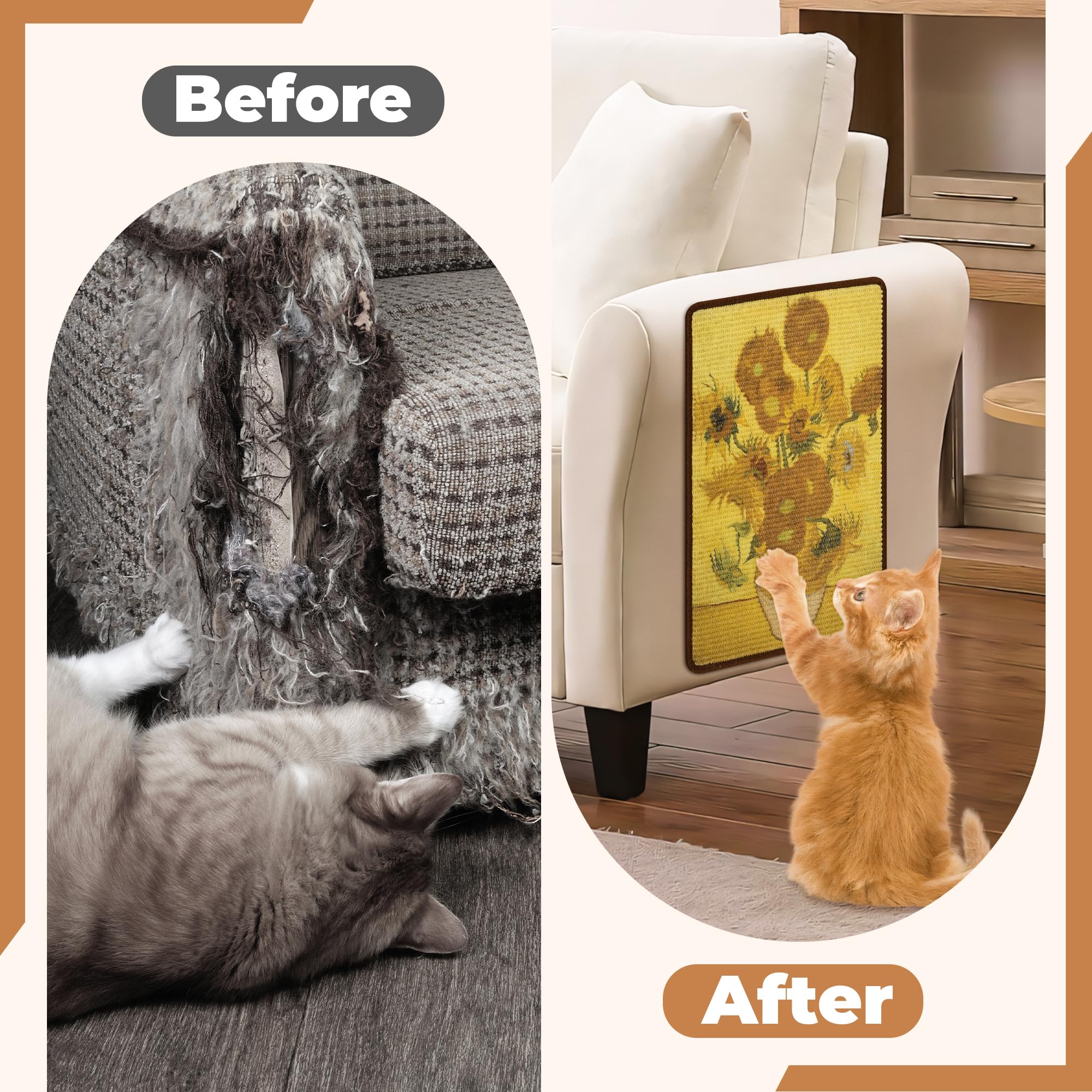 Lesissmer sisal cat scratcher mat shown on floor for easy freestanding use.