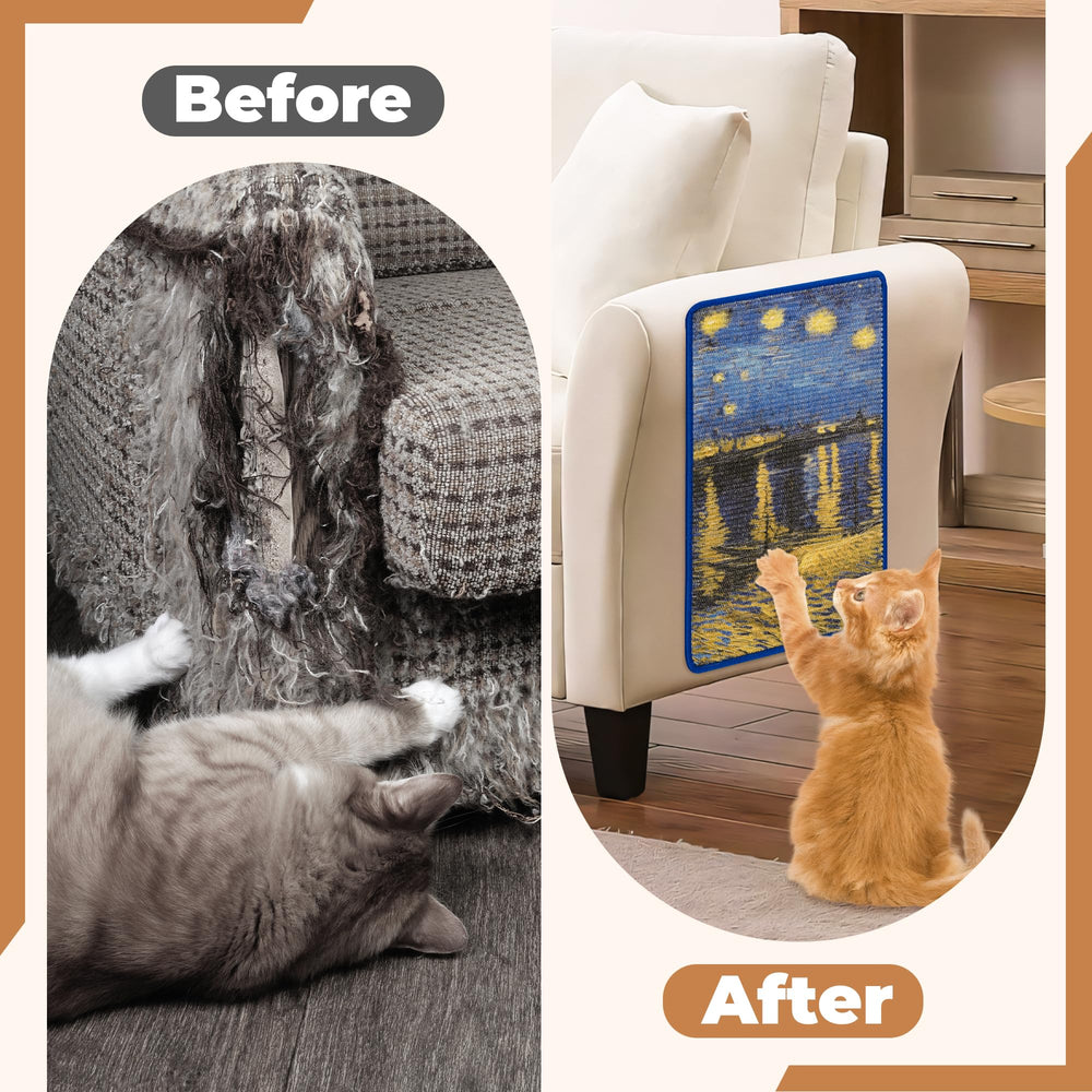 Lesissmer Sisal Cat Scratcher Mat latex backing with Velcro strip for secure, damage-free setup.