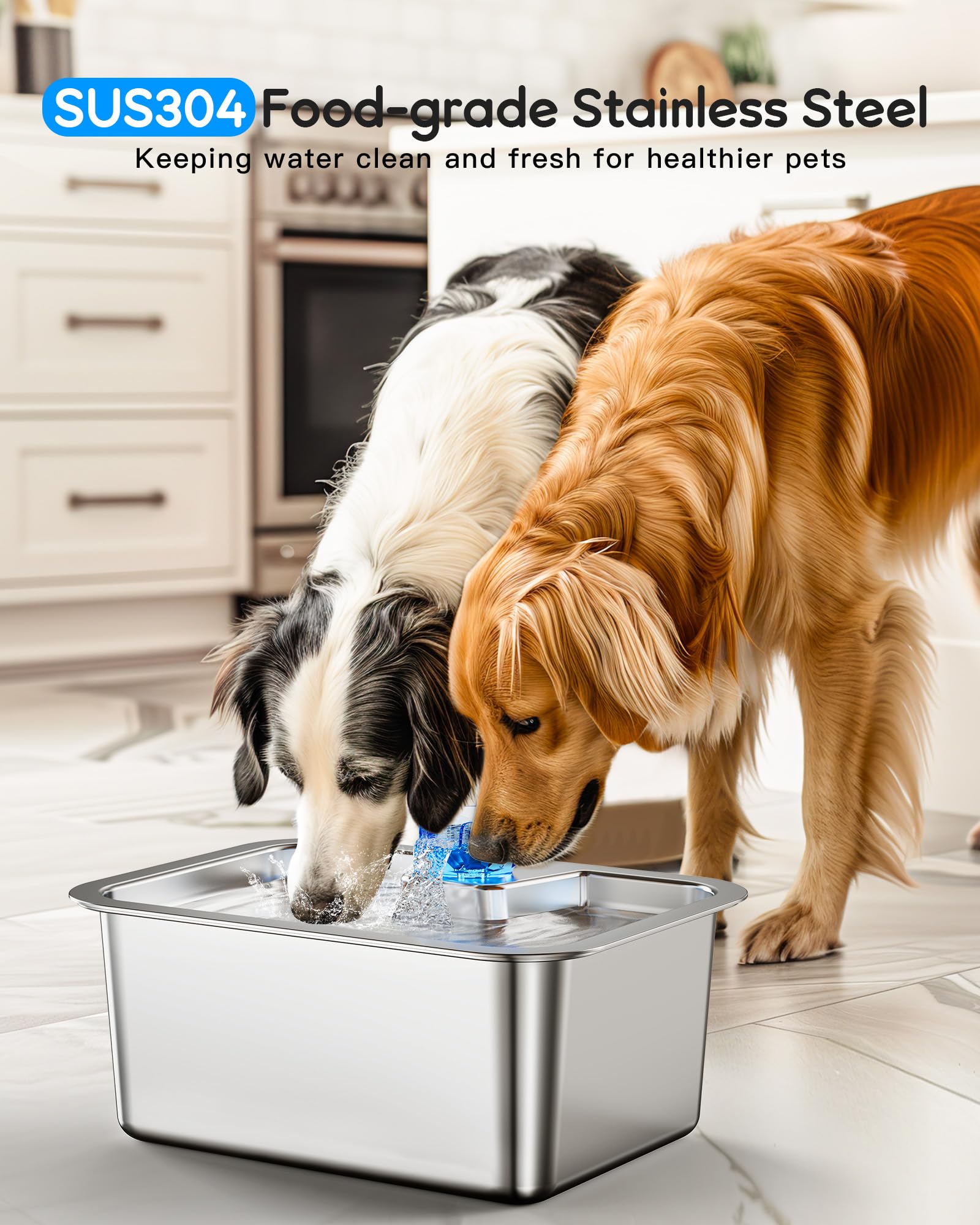 Lesotc 304 stainless steel close-up highlights durable hygienic water surface