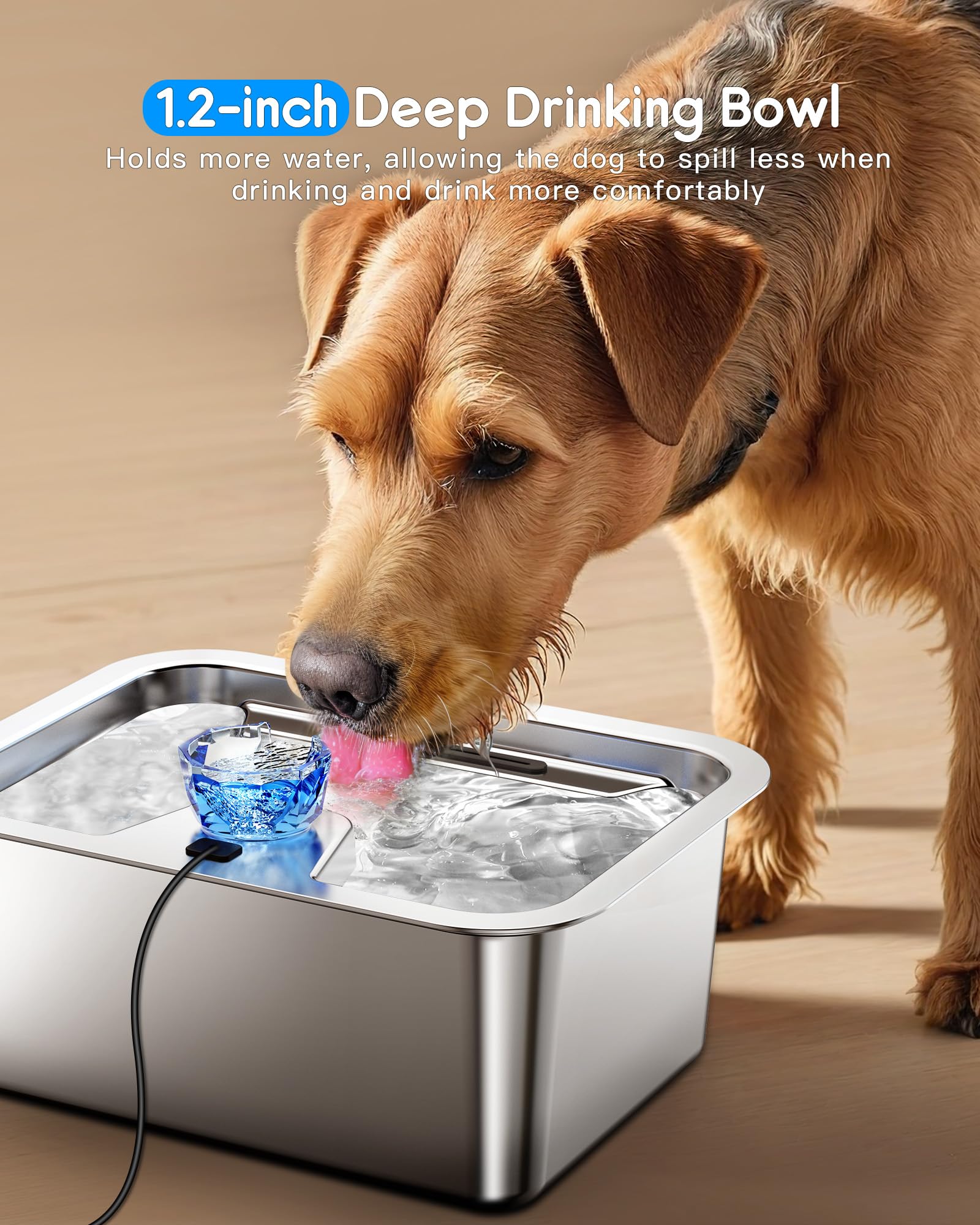 Lesotc diamond crystal spout provides natural water flow attracts pets