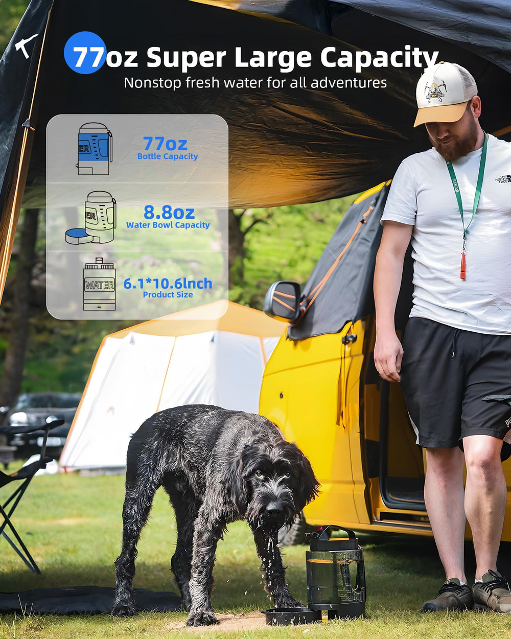 lesotc dog travel water bottle built-in bowl ready hydration on demand