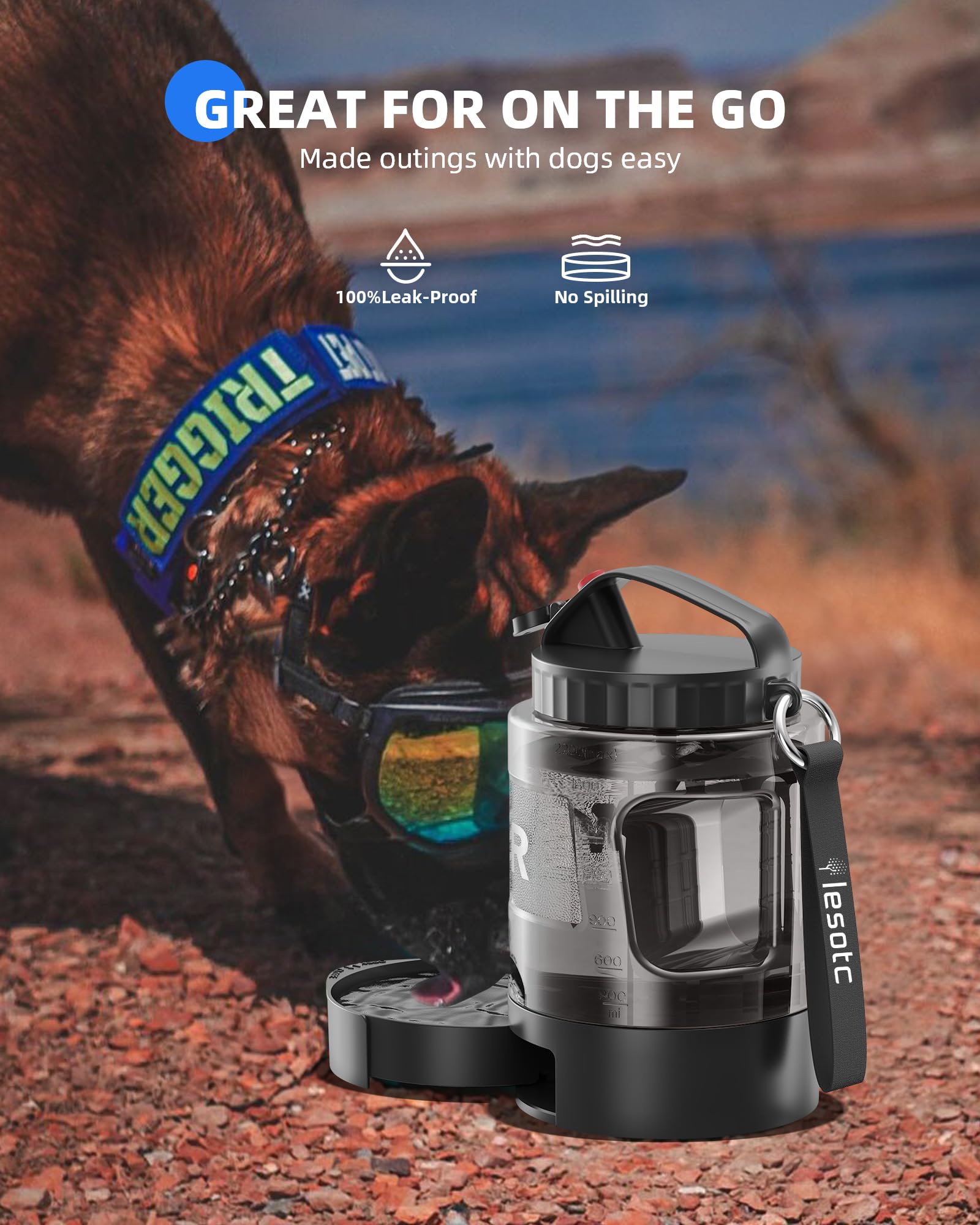 lesotc dog travel water bottle capacity markers help track intake during trips