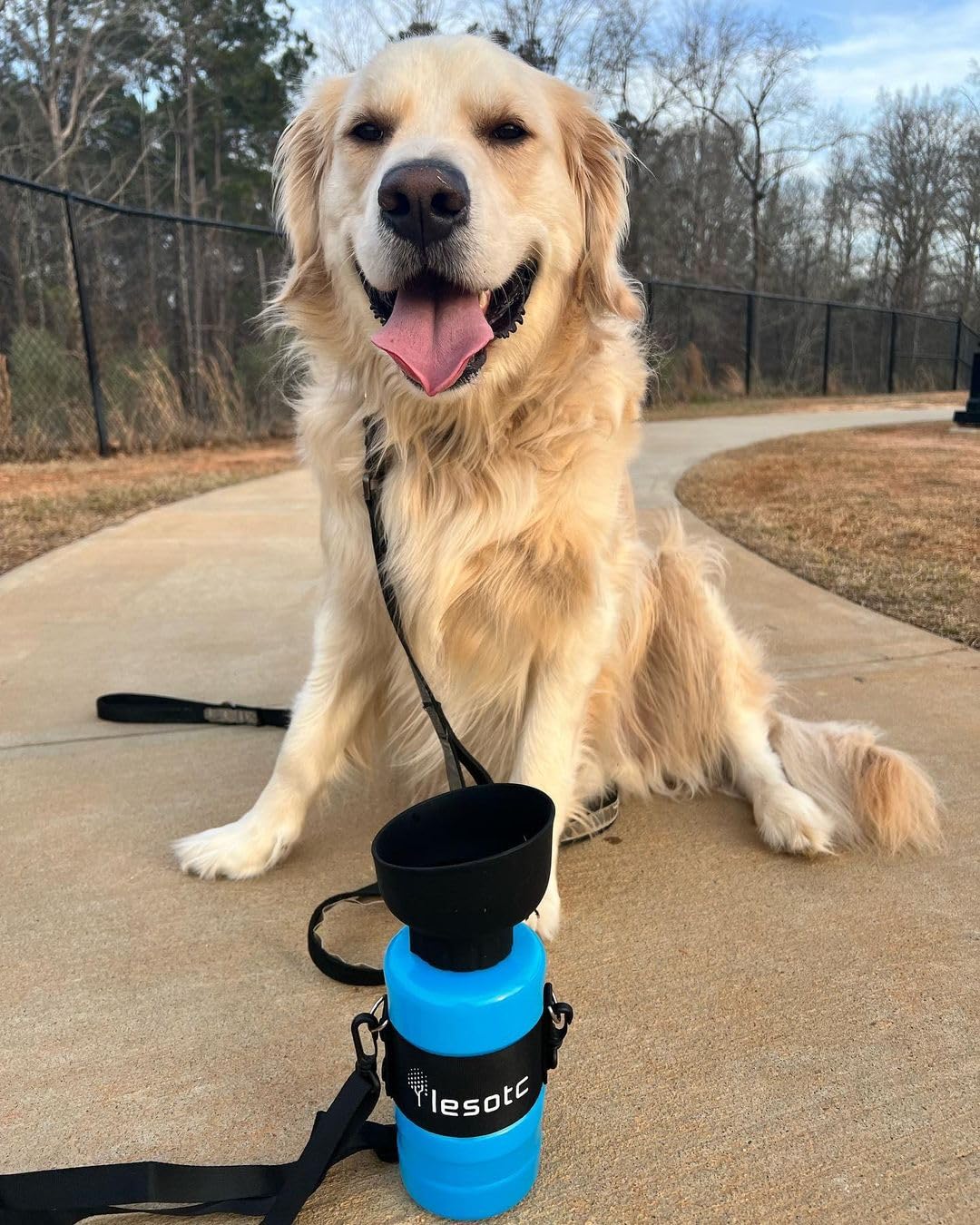 lesotc dog water bottle BPA-free plastic ensures pet safety during adventures.