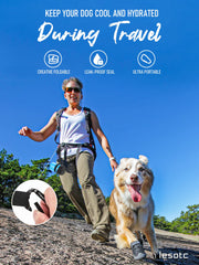 lesotc dog water bottle leak-proof push-button keeps water clean during travel.