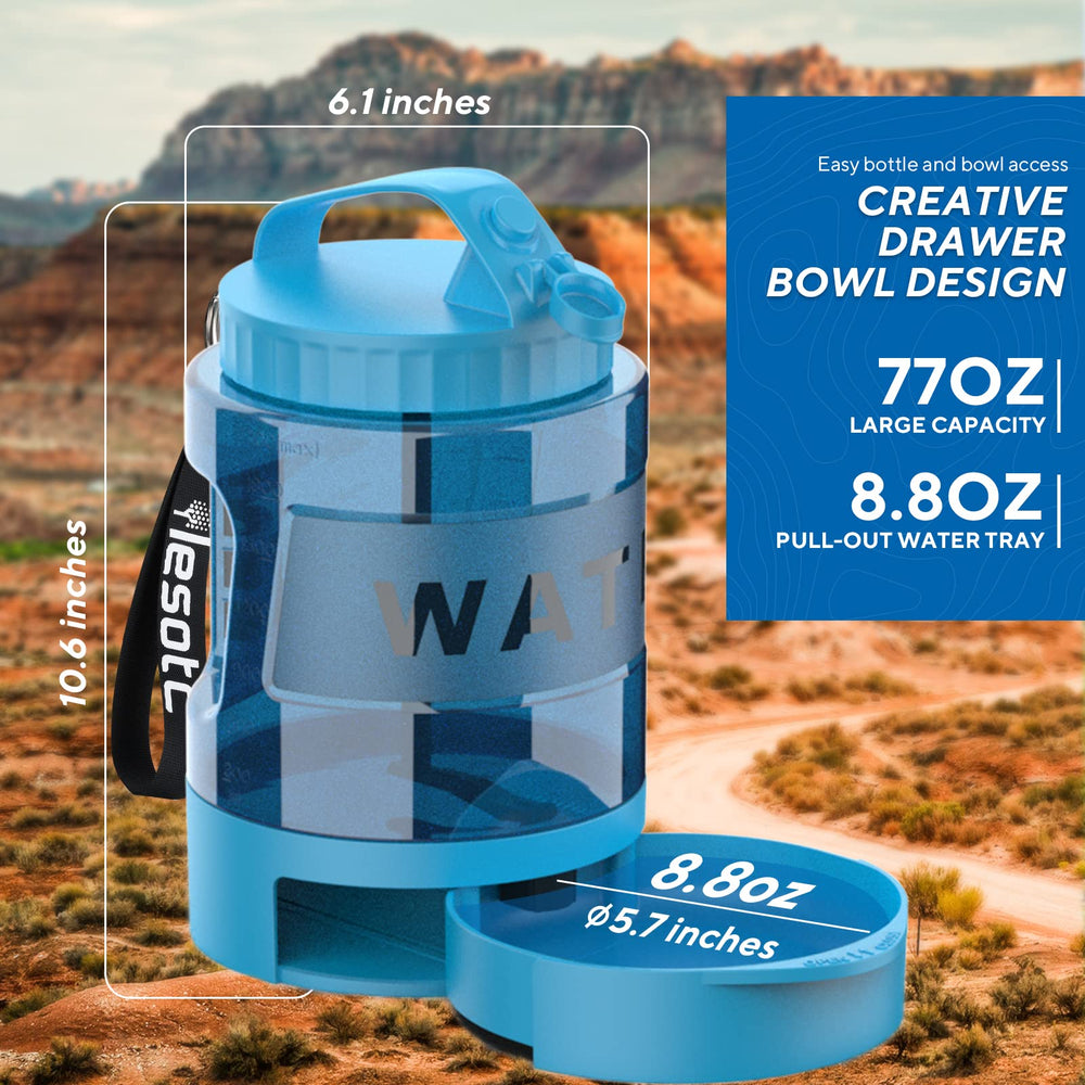 lesotc dog water bowl dispenser 77oz camping setup ideal for hiking and road trips