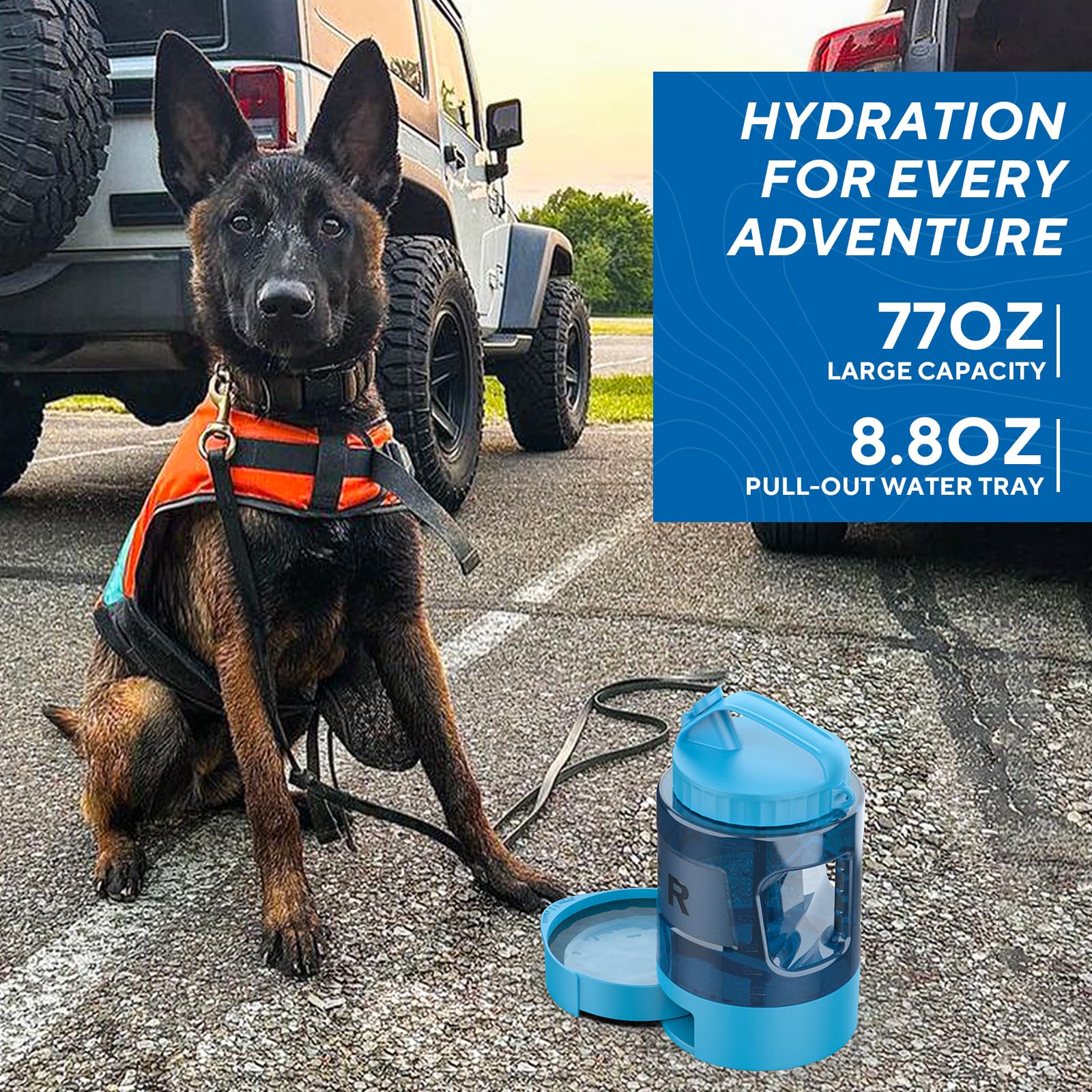 lesotc dog water bowl dispenser 77oz capacity markers help track hydration on trips