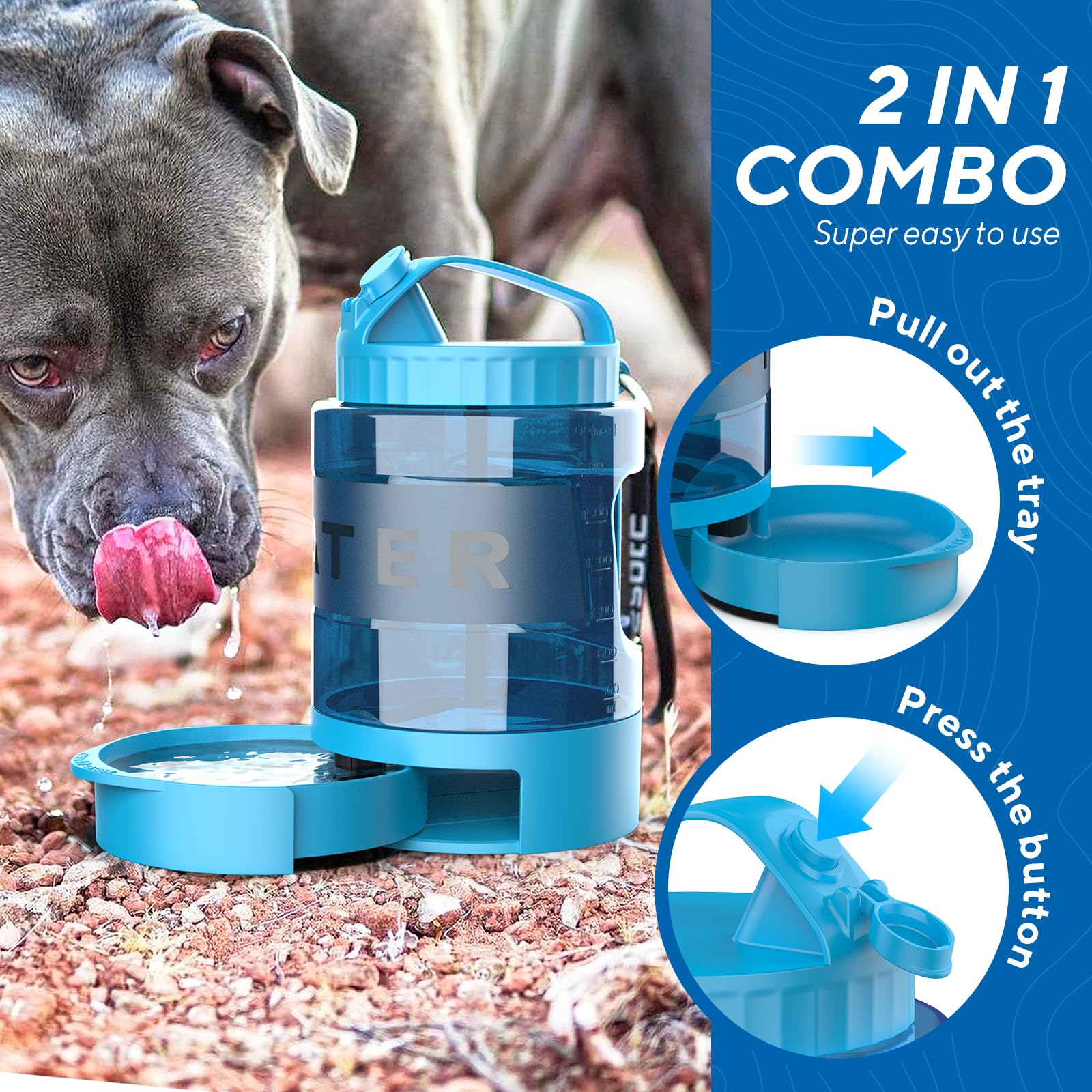 lesotc dog water bowl dispenser 77oz sealed-cap highlights leak-resistant design