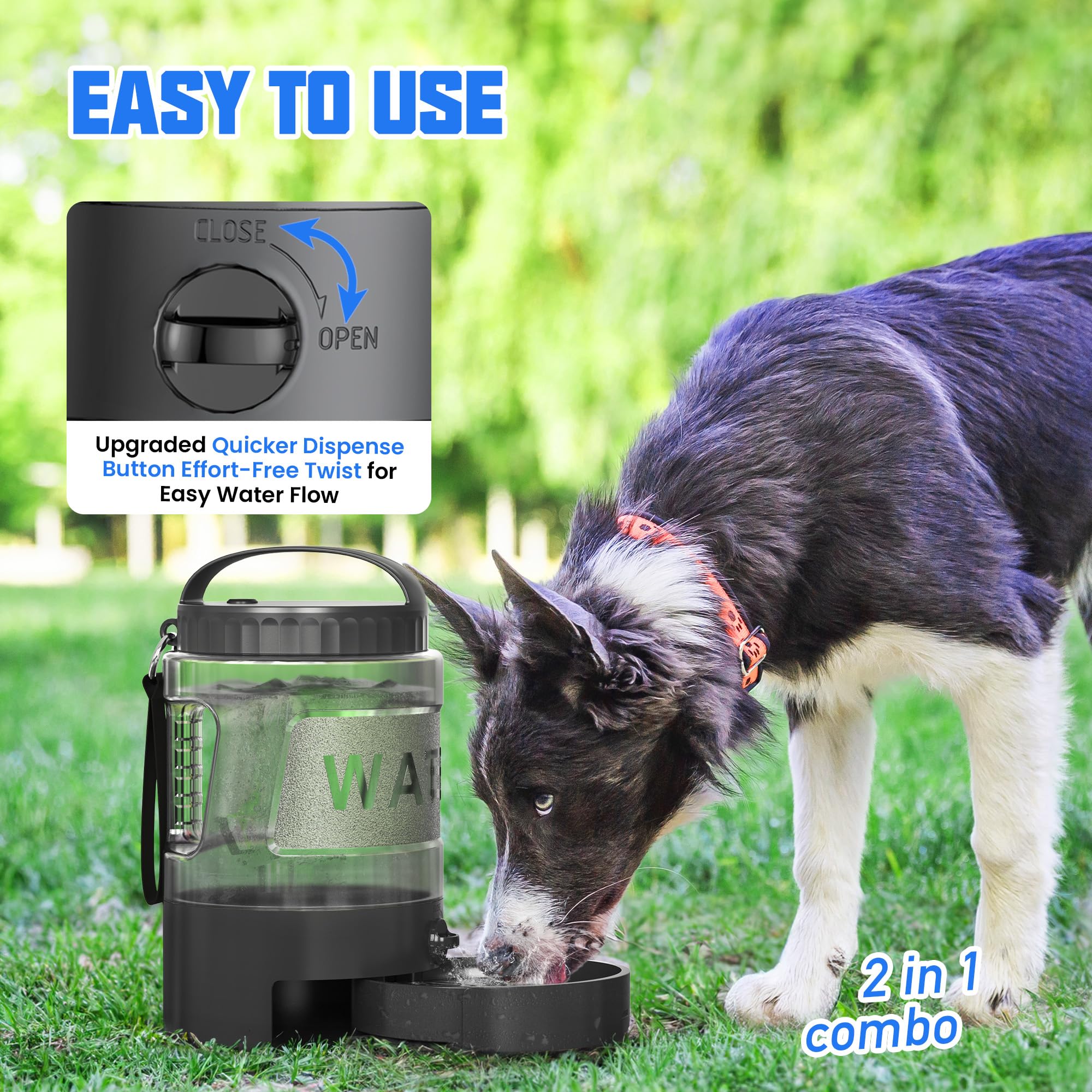 lesotc dog water bowl dispenser extended-bowl for convenient drinking during walks.