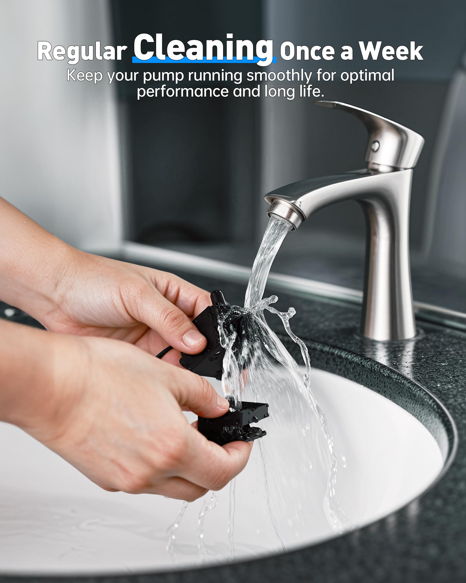 Lesotc built-in filter sponge trapping hair and debris for cleaner water