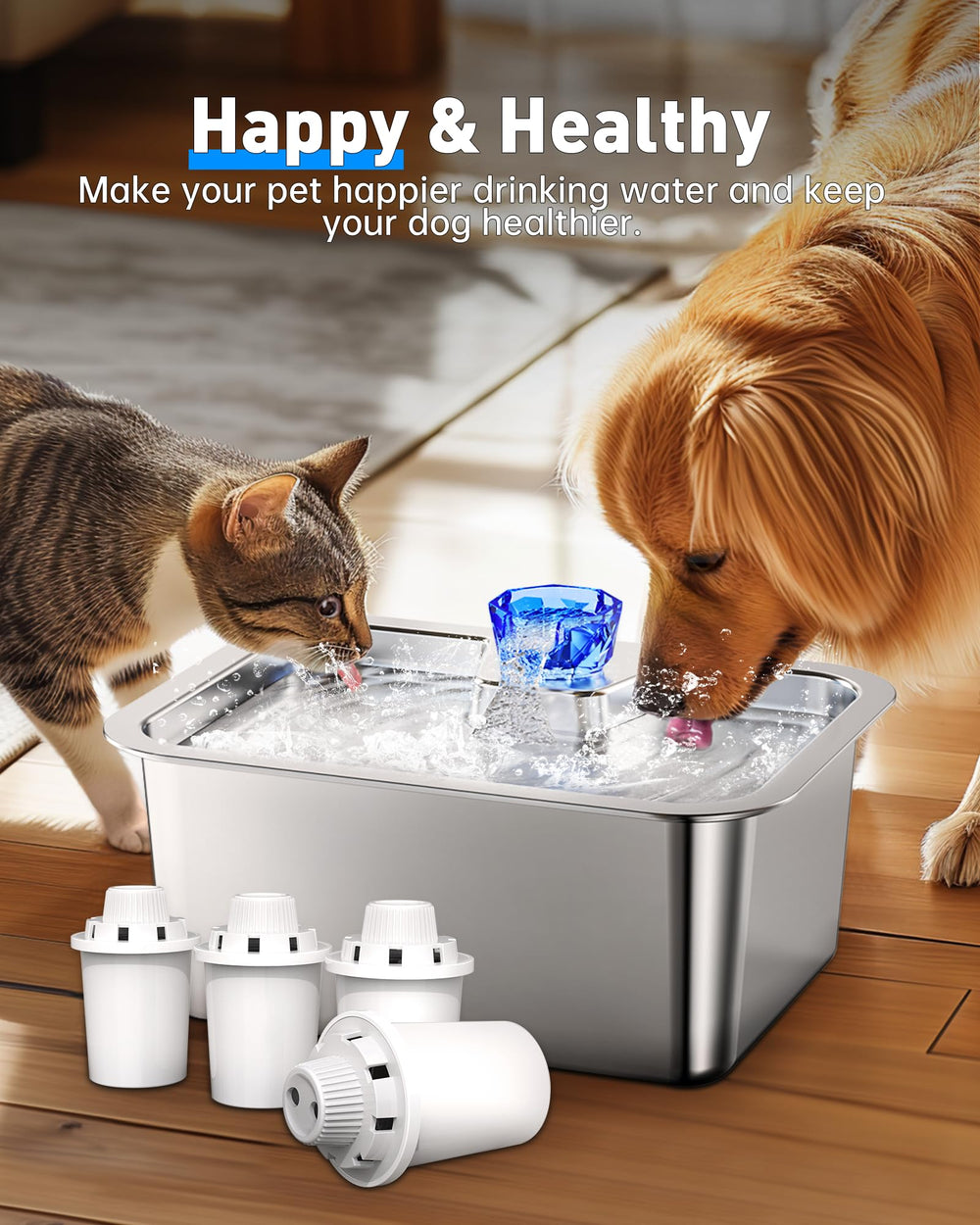 Lesotc large dogs enjoying hydration scene with clear looking water.