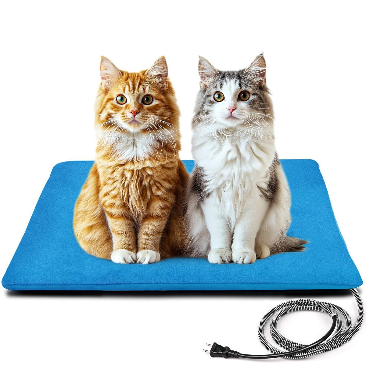Lesotc outdoor pet heating pad blue cover provides cozy warmth outdoors.