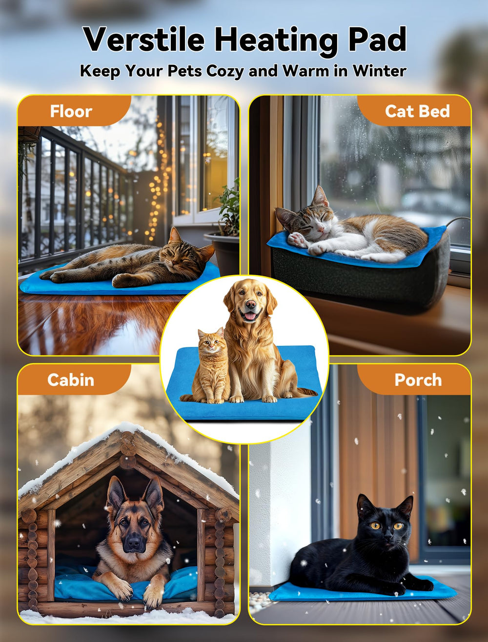 Lesotc outdoor-ready pad fits in dog houses, kennels, porches, and sheltered spaces.