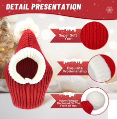 Less bad Lifeunion Christmas dog hat closeup showing cozy knit texture and pompon