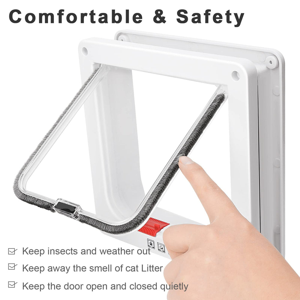 Lessmon cat door installation-kit displays tools and instructions for easy DIY setup.